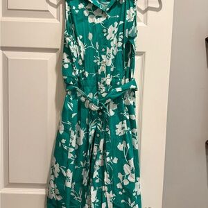 J. Crew Green and White Floral Midi Dress
